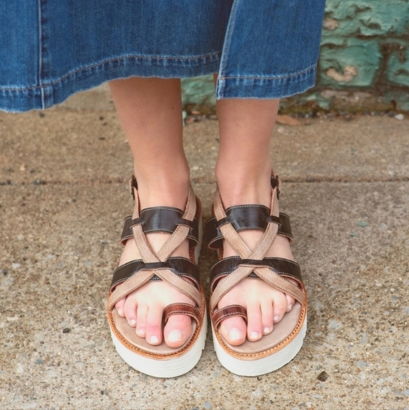 BedStu Crawler Genuine Leather Platform Sandals In Starry Night Lux Sz 11 - Picture 1 of 11